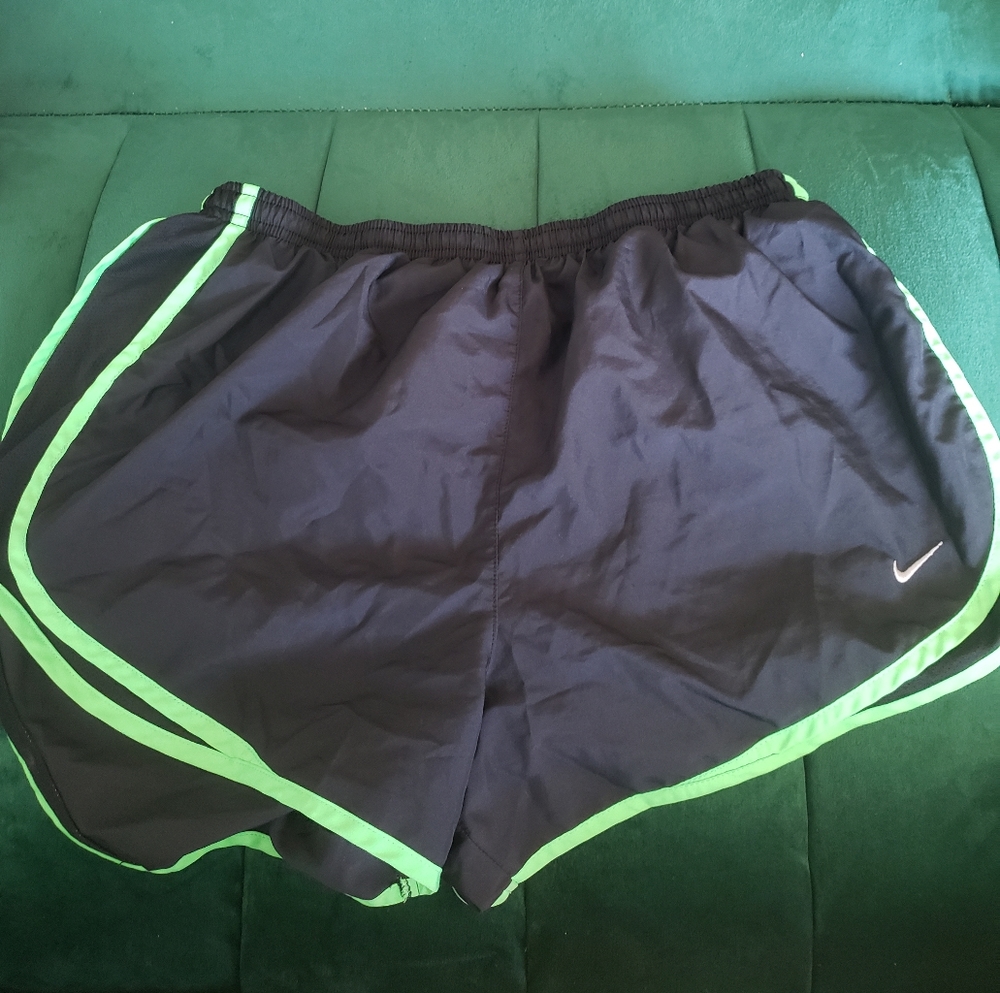 Nike Dri Fit Black and Green Running Shorts